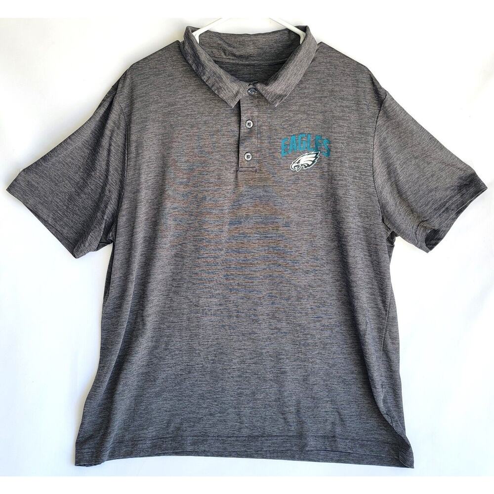 NFL Team Apparel Philadelphia Eagles Polo Short Sleeve Gray Shirt Size XL